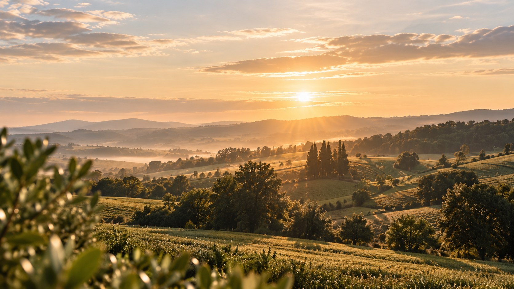 Wschód słońca nad polami